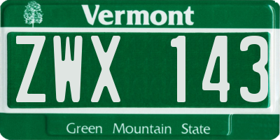 VT license plate ZWX143