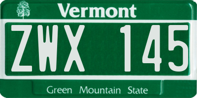 VT license plate ZWX145