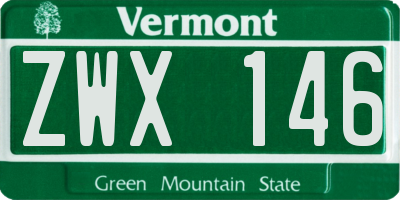 VT license plate ZWX146