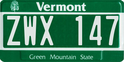 VT license plate ZWX147
