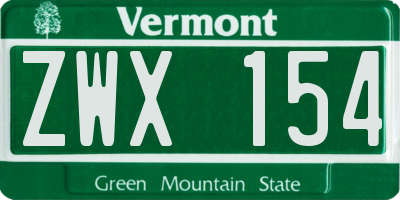 VT license plate ZWX154