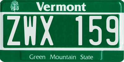 VT license plate ZWX159
