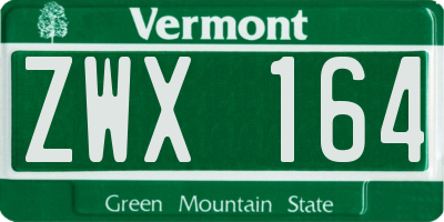 VT license plate ZWX164
