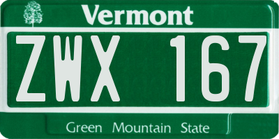 VT license plate ZWX167