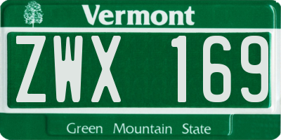 VT license plate ZWX169