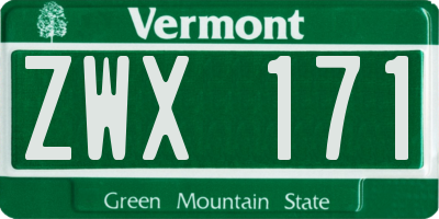 VT license plate ZWX171
