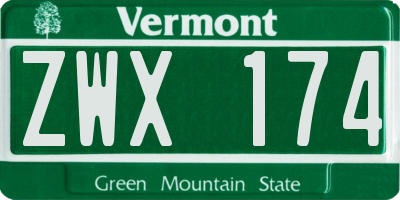VT license plate ZWX174