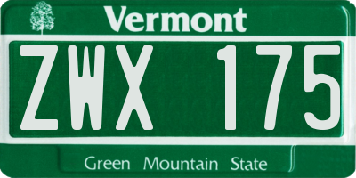 VT license plate ZWX175
