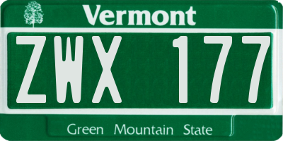 VT license plate ZWX177