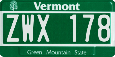 VT license plate ZWX178