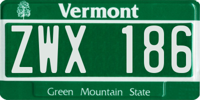 VT license plate ZWX186