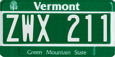 VT license plate ZWX211