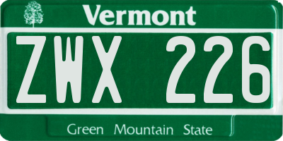 VT license plate ZWX226