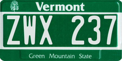 VT license plate ZWX237