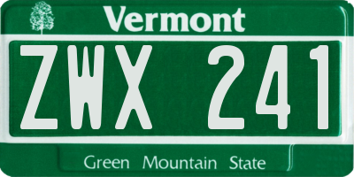 VT license plate ZWX241