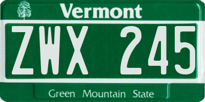 VT license plate ZWX245