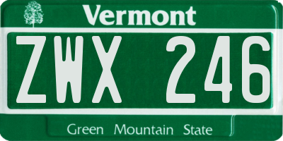 VT license plate ZWX246