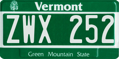 VT license plate ZWX252