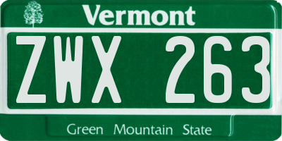 VT license plate ZWX263