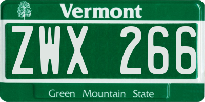 VT license plate ZWX266