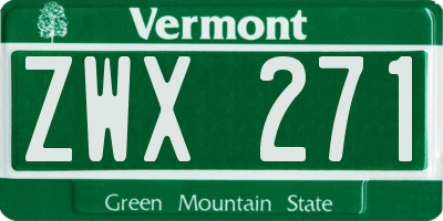 VT license plate ZWX271