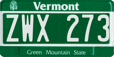 VT license plate ZWX273