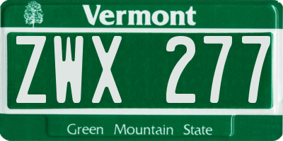VT license plate ZWX277
