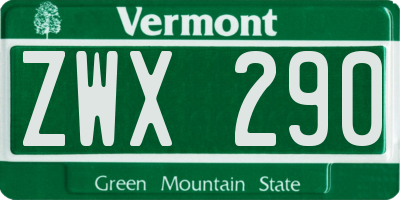 VT license plate ZWX290
