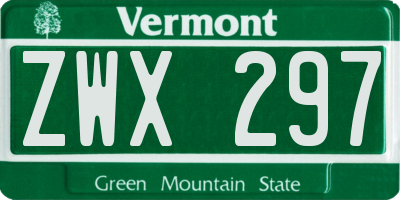 VT license plate ZWX297