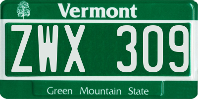 VT license plate ZWX309