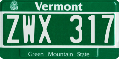 VT license plate ZWX317