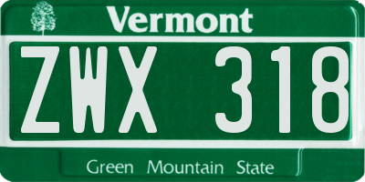 VT license plate ZWX318