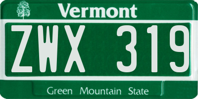 VT license plate ZWX319