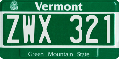 VT license plate ZWX321