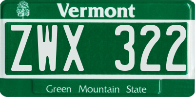 VT license plate ZWX322