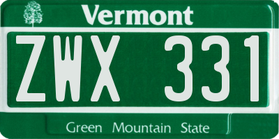 VT license plate ZWX331