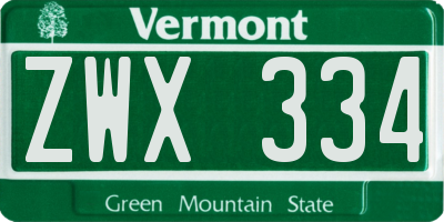 VT license plate ZWX334