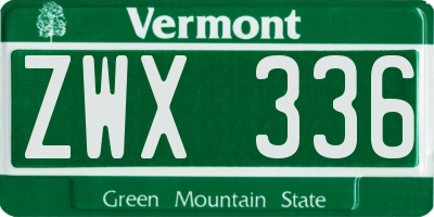 VT license plate ZWX336