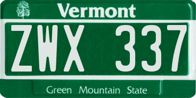 VT license plate ZWX337