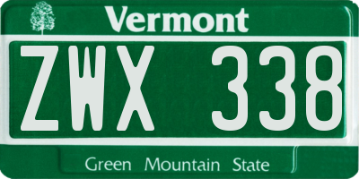 VT license plate ZWX338