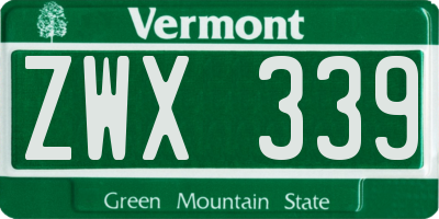 VT license plate ZWX339