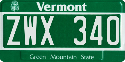 VT license plate ZWX340