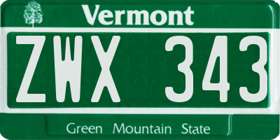 VT license plate ZWX343