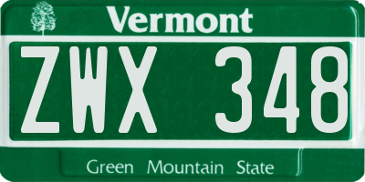 VT license plate ZWX348