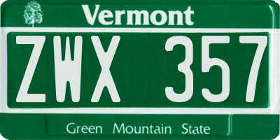 VT license plate ZWX357
