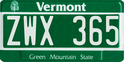 VT license plate ZWX365
