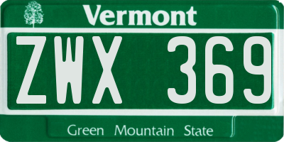 VT license plate ZWX369