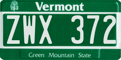 VT license plate ZWX372