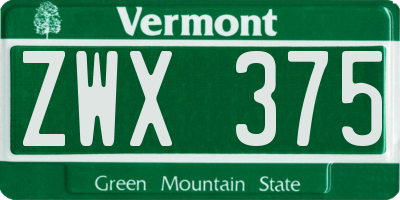 VT license plate ZWX375