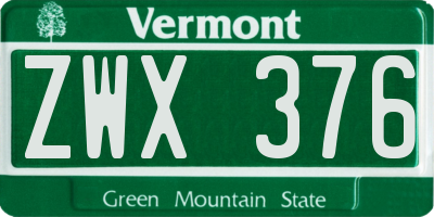 VT license plate ZWX376
